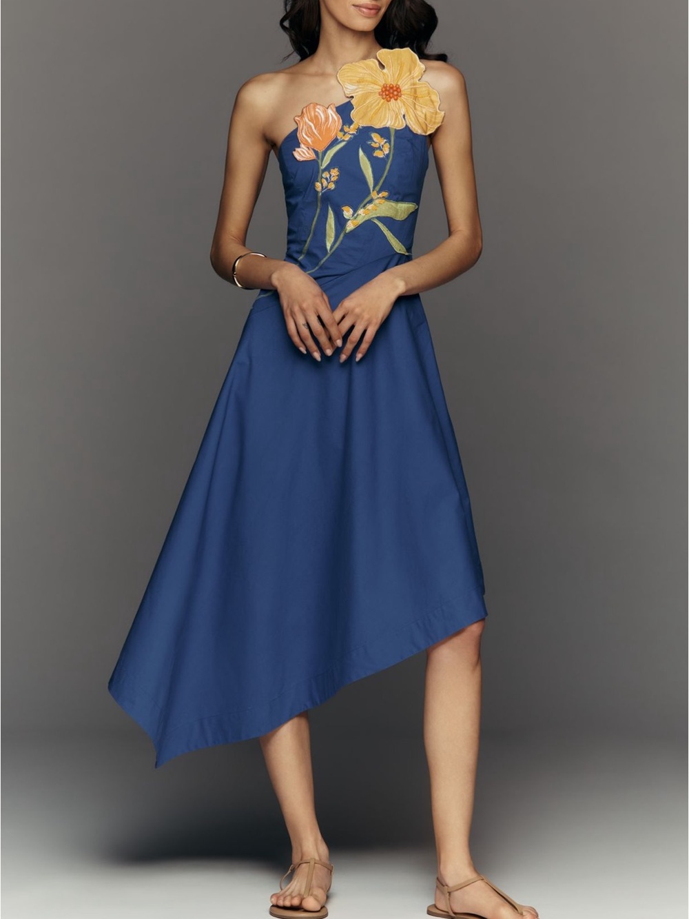 Yukiko Noritaki x Anthropologie Asymmetrical Floral Midi Dress